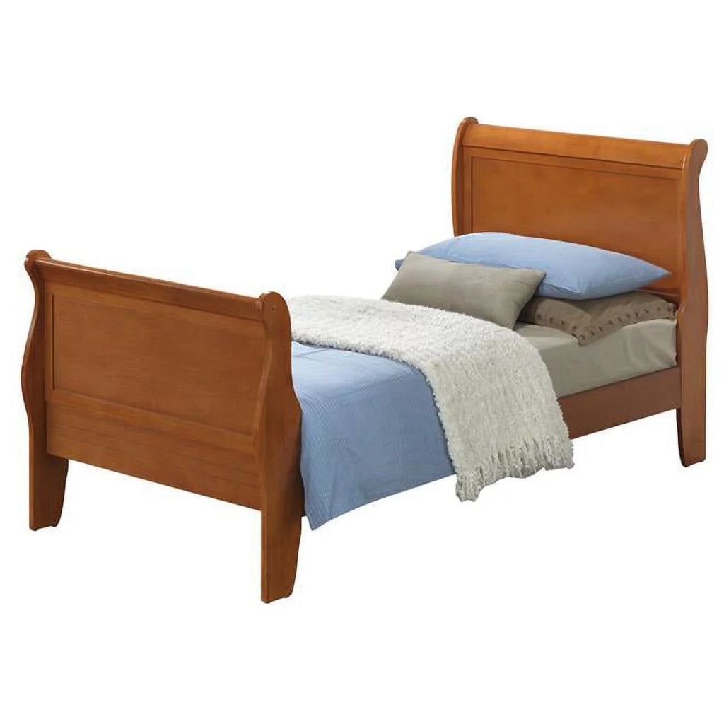 Oak Twin Size Sleigh Bed with Headboard & Footboard P709