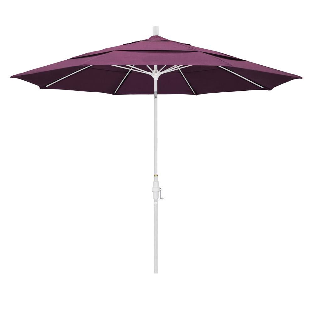 11 ft. Matted White Aluminum Market Patio Umbrella with Collar Tilt Crank Lift V482791