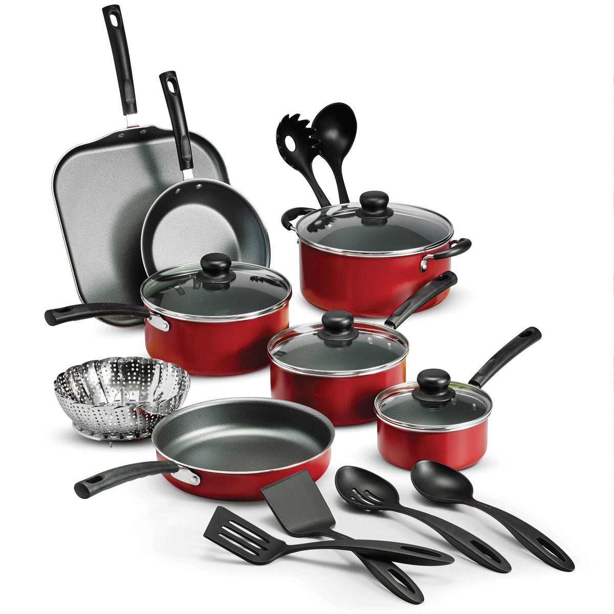 18 Piece Non-stick Cookware Set, Steel Gray C53909