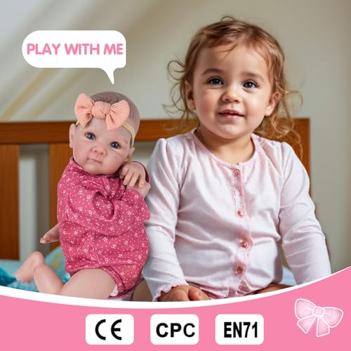 20 Inch Realistic Handmade Cloth Body Newborn Baby Doll with Blue Eyes & Hand-Painted Hair Weighted Cuddle Doll U3865