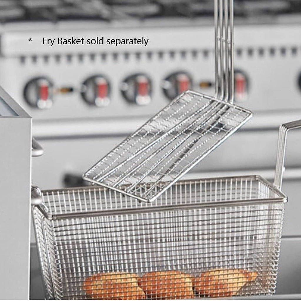 11" x 4-3/4" Rectangular Deep Fry Basket Press Heavy Duty Nickel Plated Iron with Green Coated Handle H788