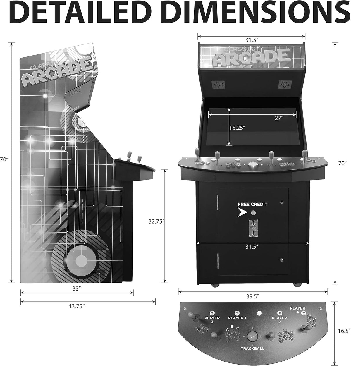 32" LCD Screen Arcade Machine with 4 Joysticks and 2 Stools F90838