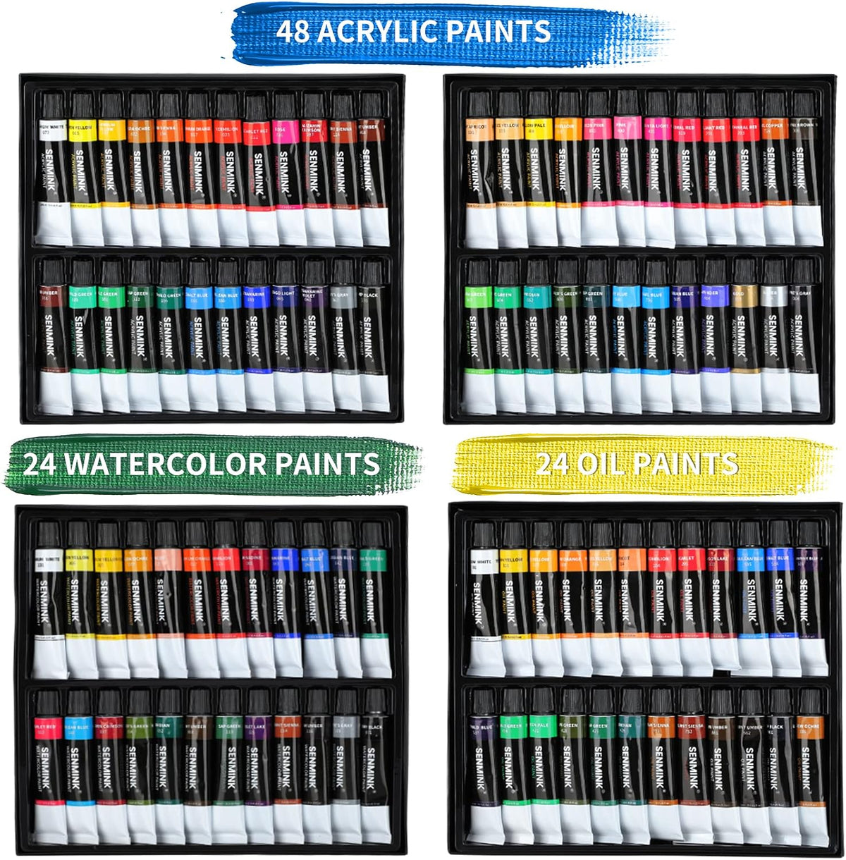 149Pcs Deluxe Artist Painting Set with Aluminum and Beech Wood Easel, 48 Colors Acrylic Paints, 24 Colors Oil Paints, 24 Colors Watercolor Paints K968