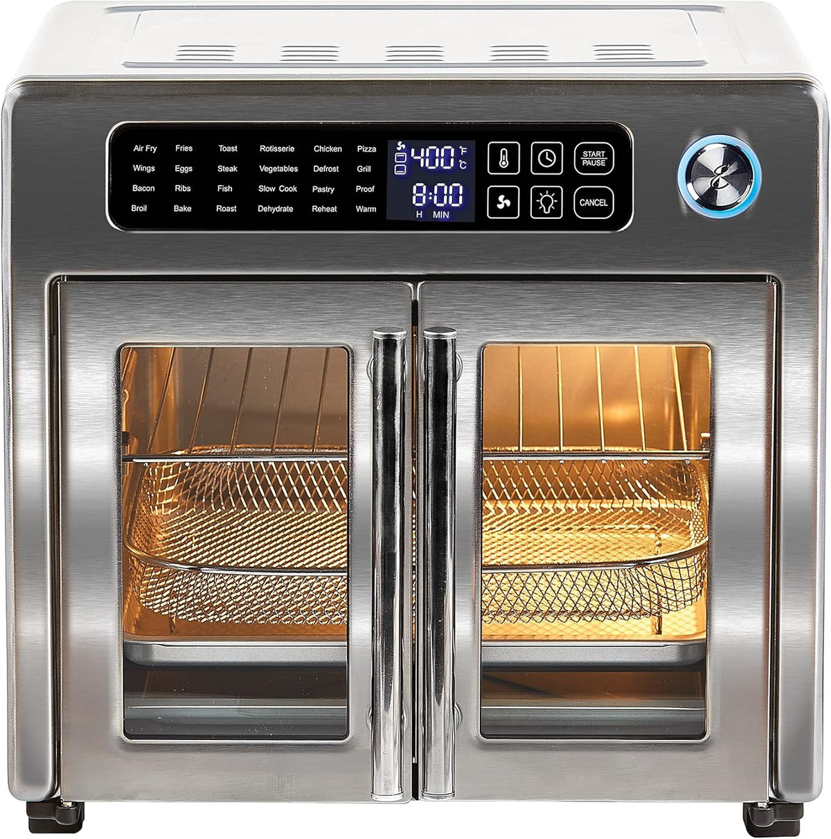 26 QT Extra Large Air Fryer Convection Toaster Oven with French Doors Stainless Steel D42682