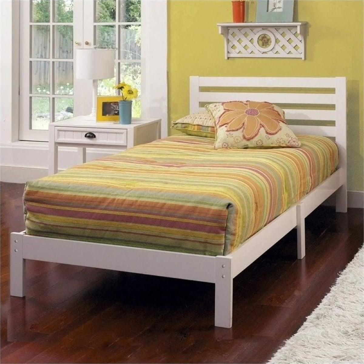 White Twin Platform Bed L203