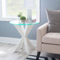 White Painted Glass Top Side Table S229672