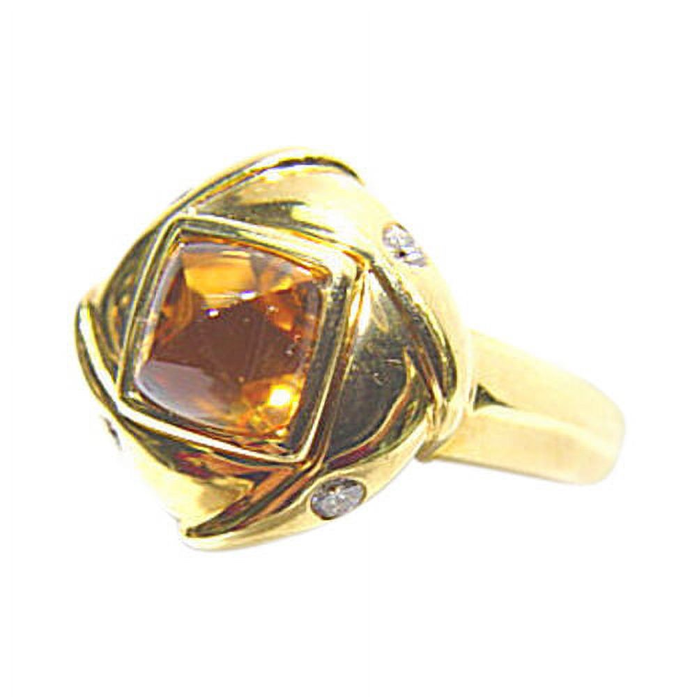 1.75 CT Citrine Square Shape Cabochon .10 Diamond Round Brilliant Art Deco Ring W93334
