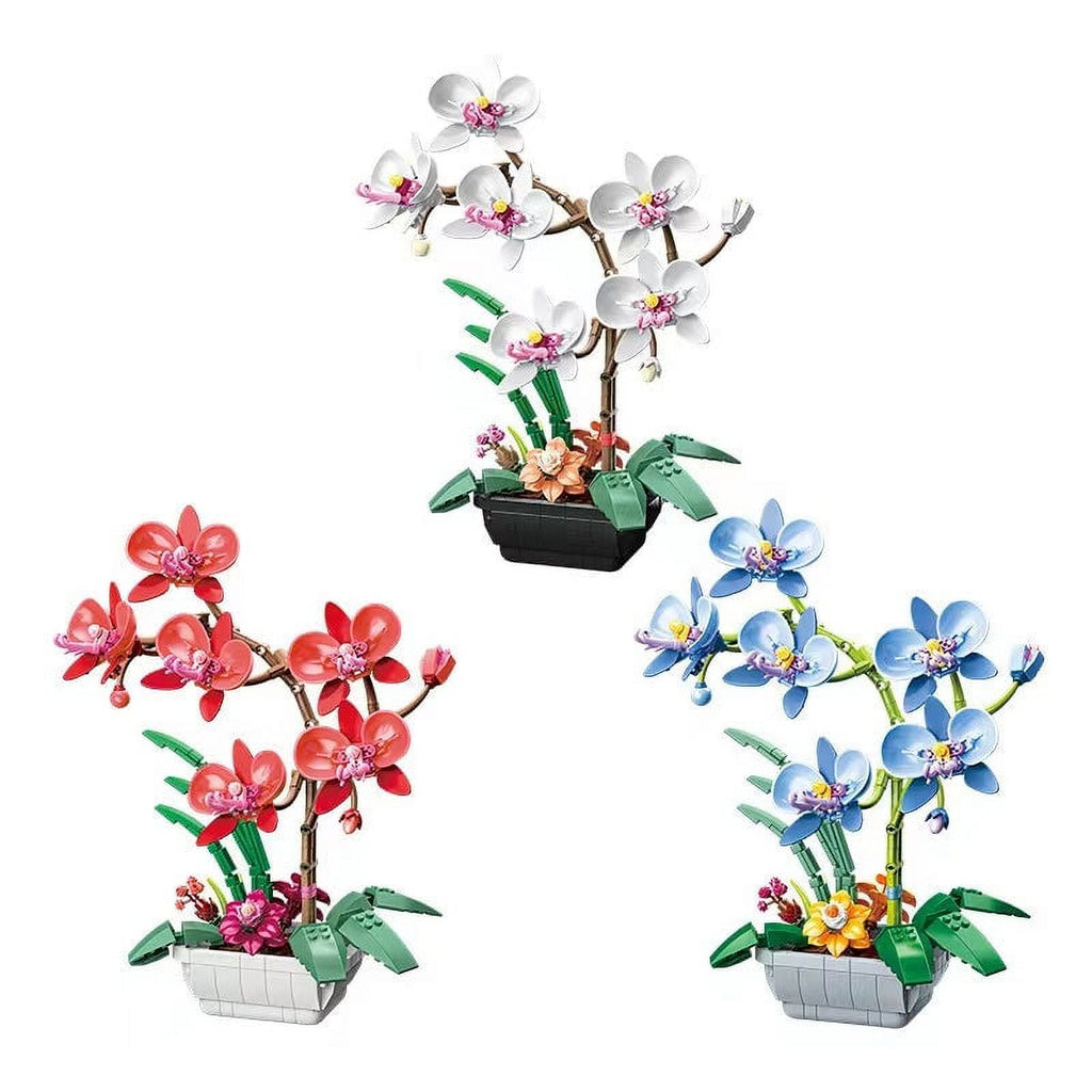 Building Blocks DIY Bricks Flowers Potted Plant Puzzle Butterfly Orchid Home Decor V217