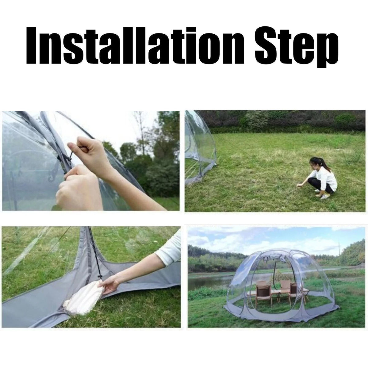 12 x 12 x 7 ft Clear Pop-Up Bubble Tent 6-10 Person with Storage Bag C607596