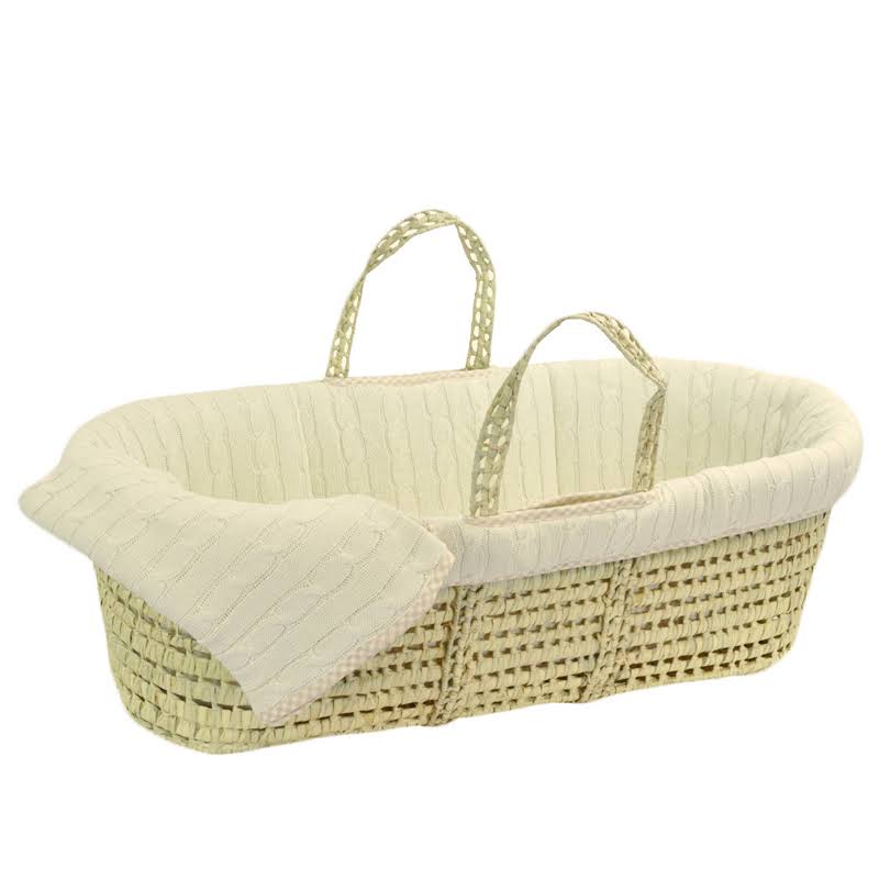 Natural Cable Knit Moses Basket V640279