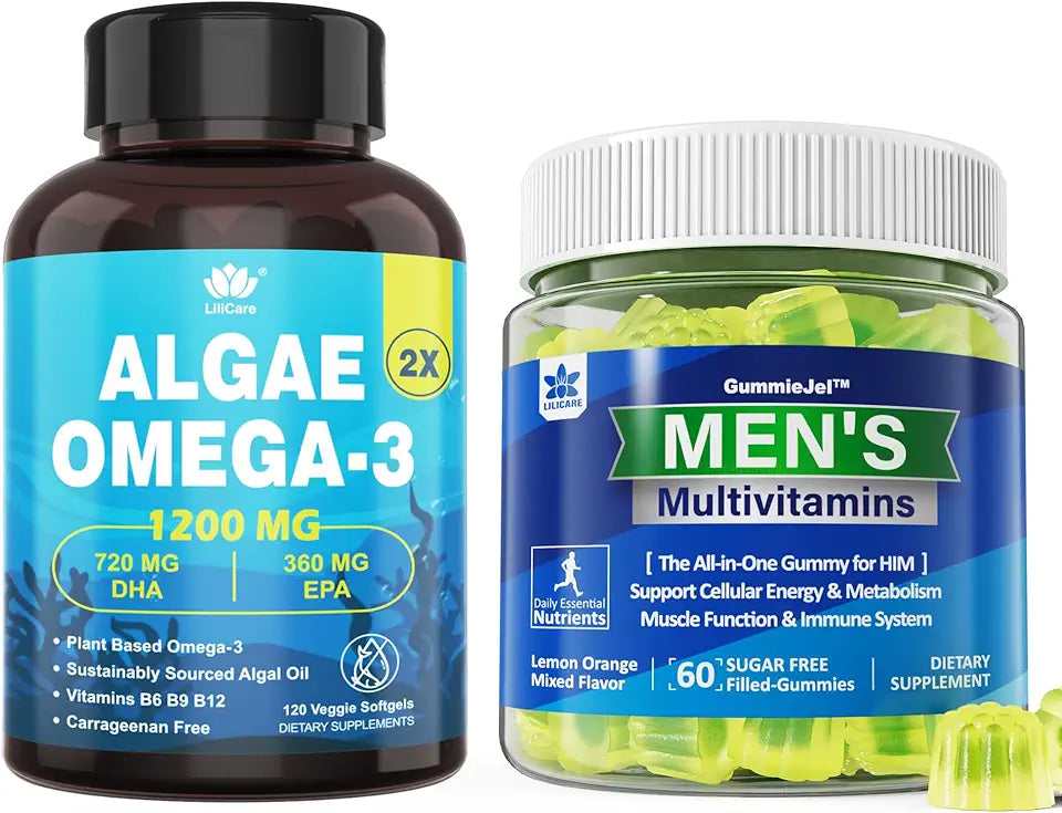 Multivitamins Gummies & Plant-Based Algae Omega 3 1200mg Supplement J4443