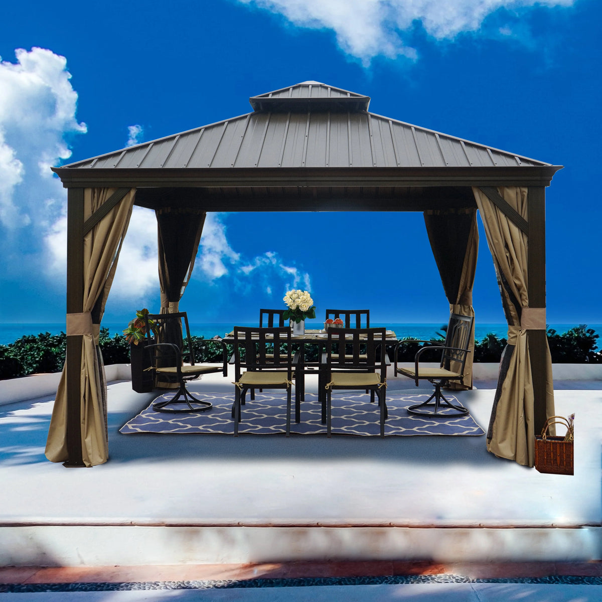 12 ft. W x 10 ft. D Aluminum Hardtop Gazebo A7788