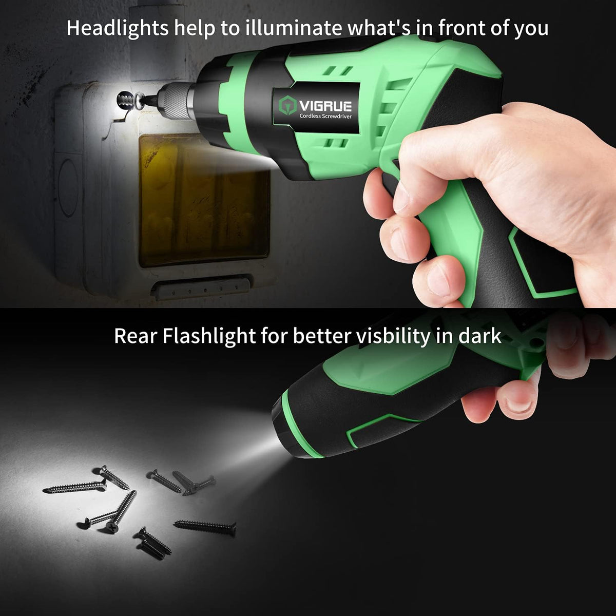Cordless Rechargeable Electric Screwdriver with LED Light, Flexible Shaft, 4V MAX 2000mAh, Pack of 2 C5515
