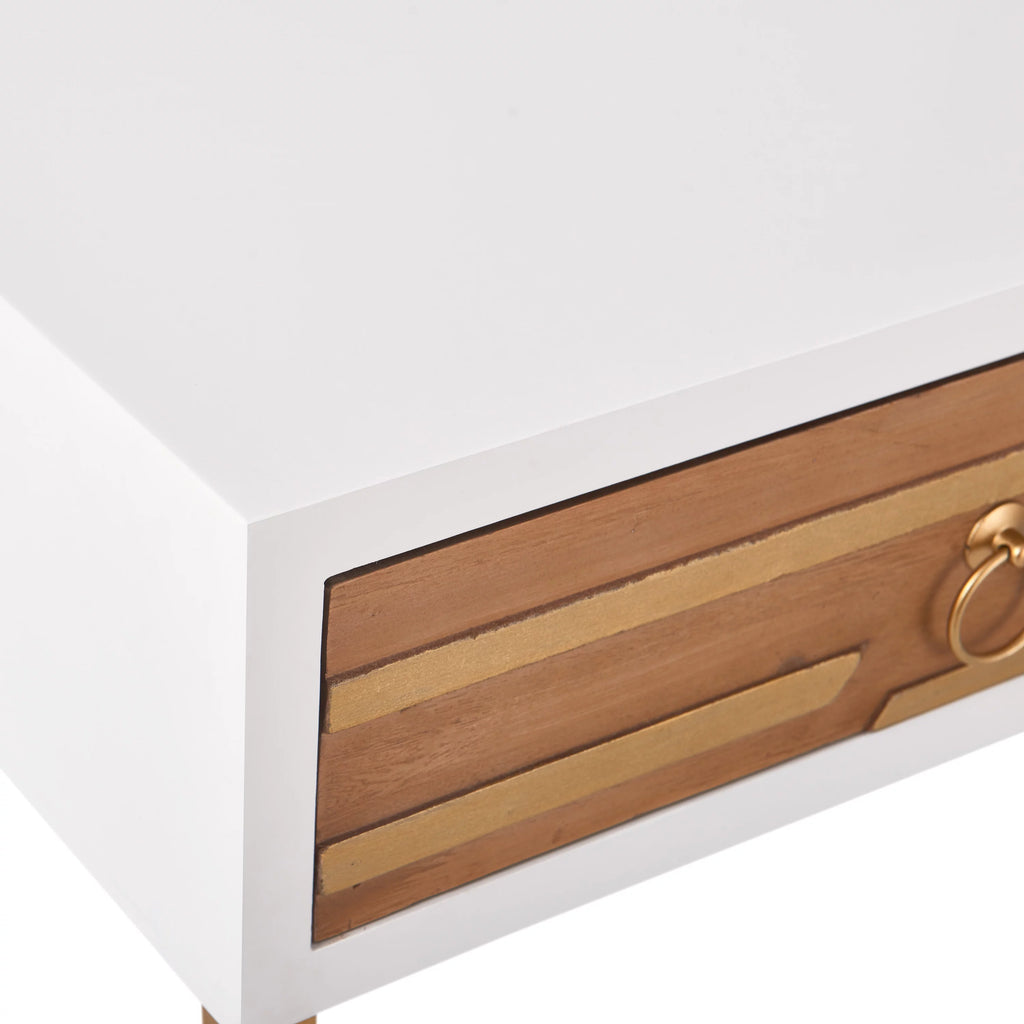 White 2 Drawer Wood Desk Console Table O43570