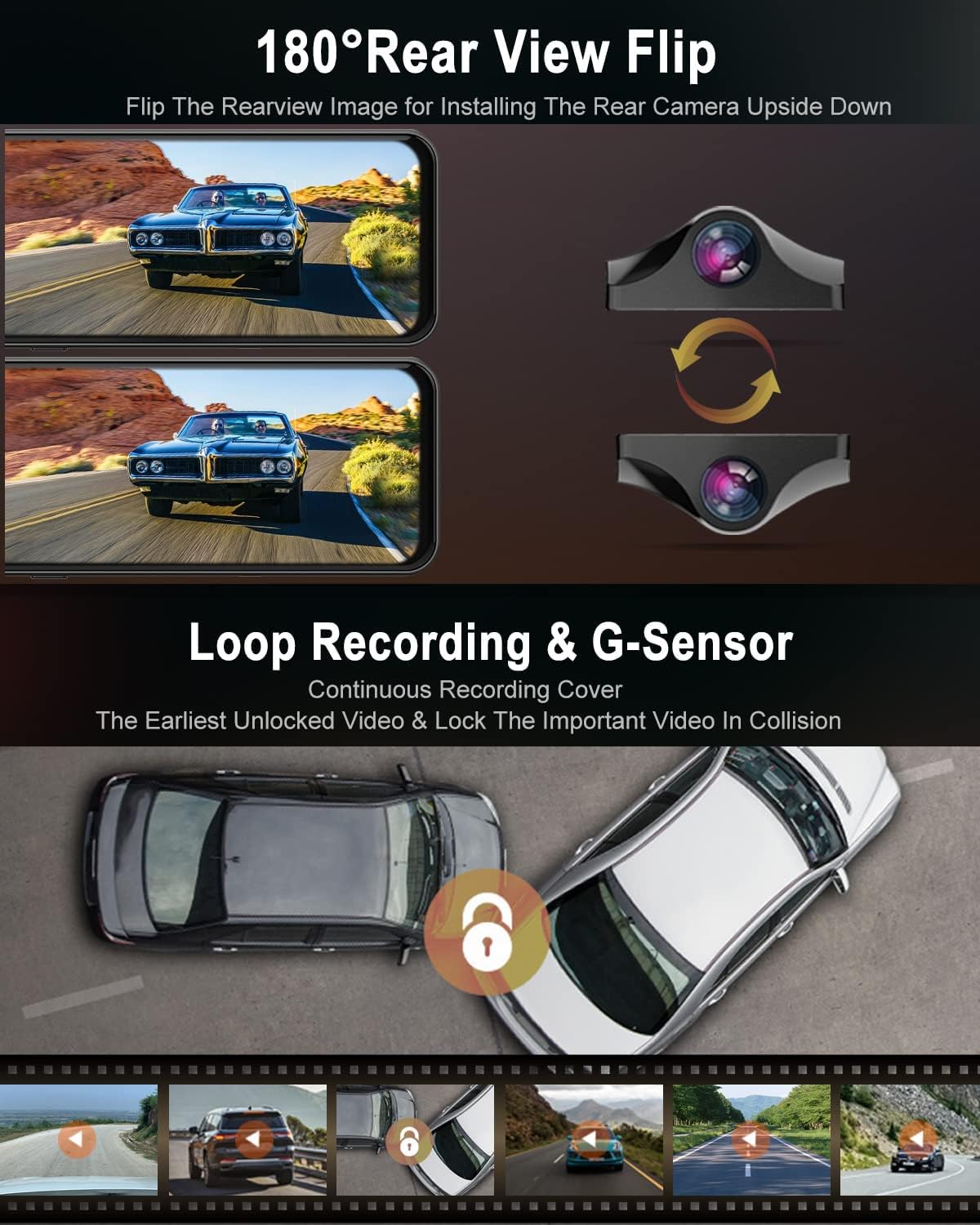 11 Rear View Mirror Dash Cam 1080P Dual Dash Camera Waterproof Backup Camera D4850