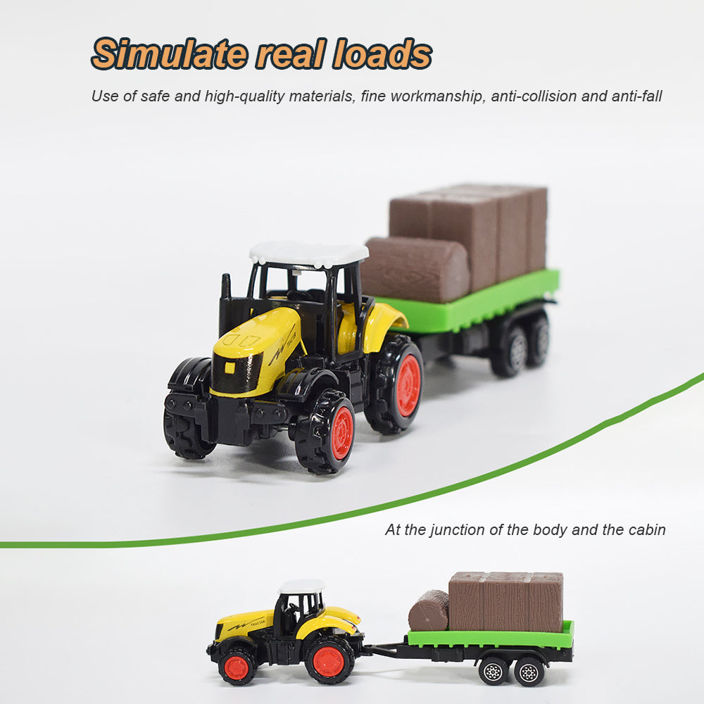 1:64 3PCS Die-Cast Metal Farm Tractors Truck and Trailers Set Toy V2564