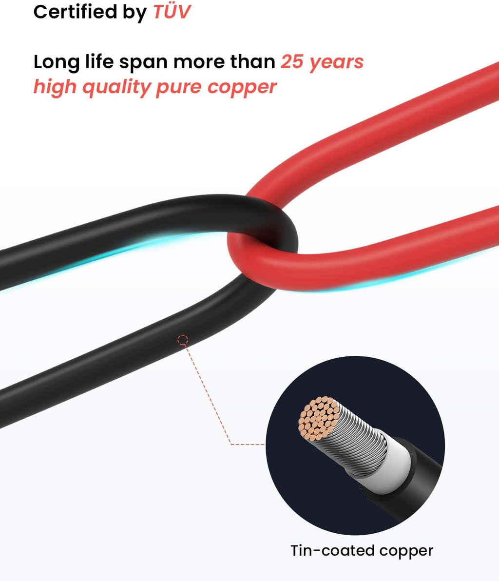 40 Feet 10AWG Solar Extension Cable with Female and Male Connector, Pack of 2 Y7938