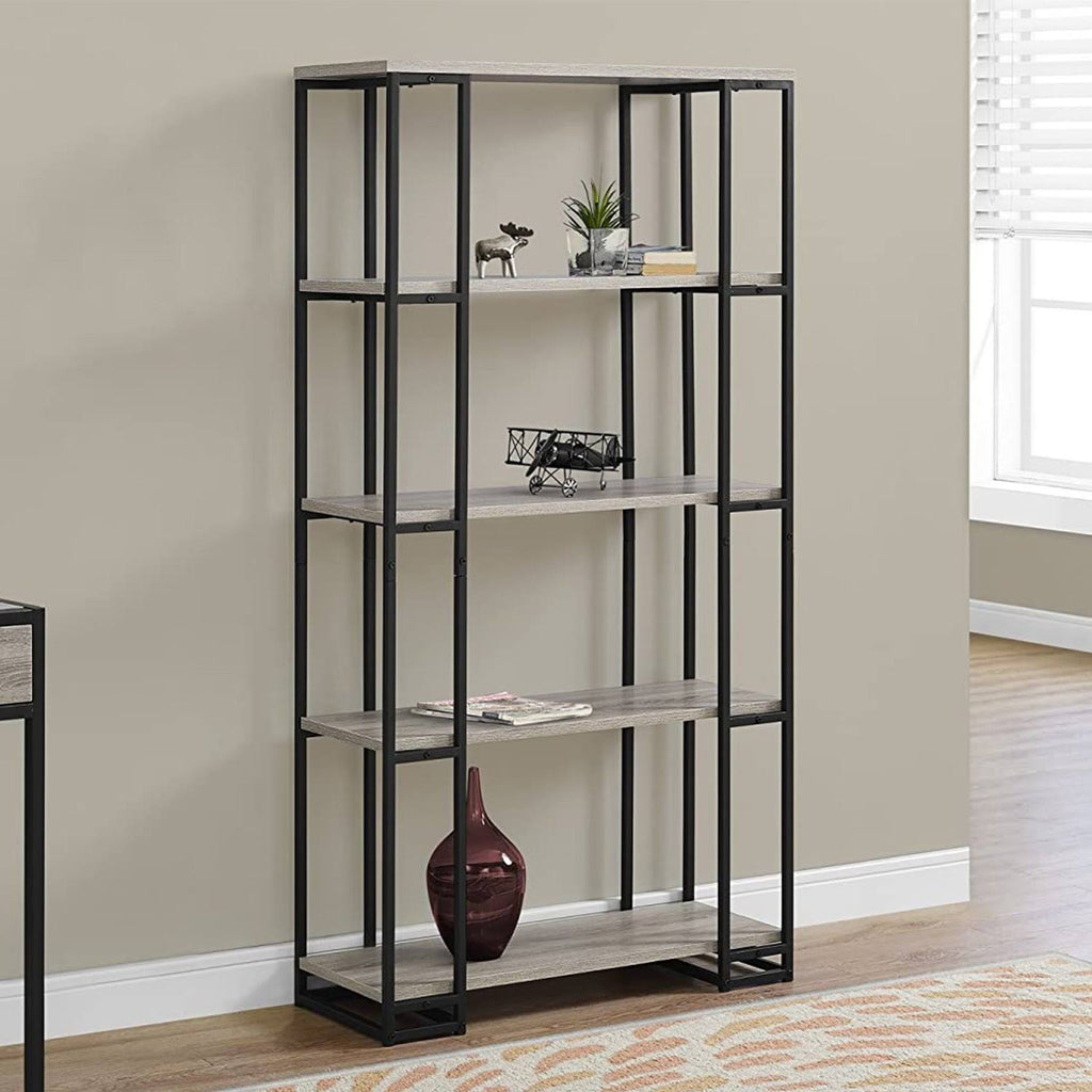 Dark Taupe Black MDF Metal Bookcase E7847