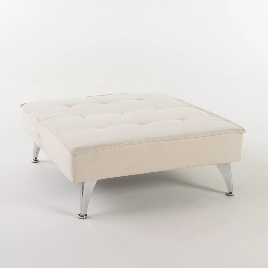Ivory Fabric Reclining Chair Ottoman K244
