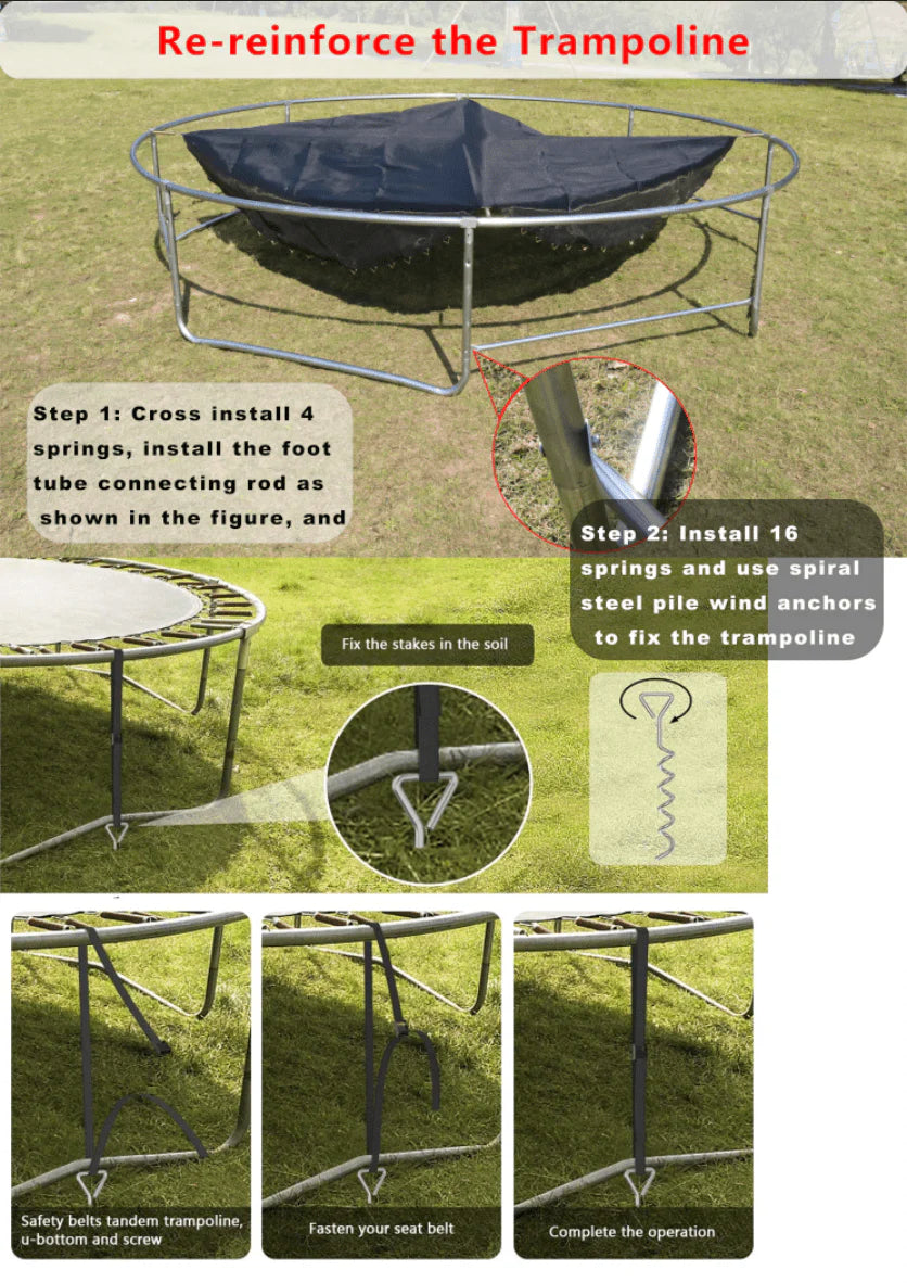 16FT Outdoor Trampoline with Basketball Hoop and Ladder D6319