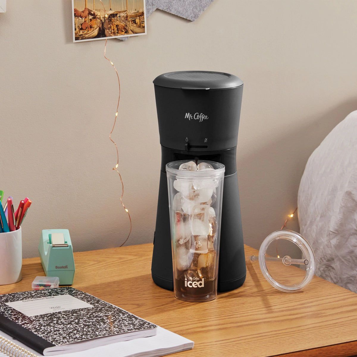 Iced Coffee Maker with Reusable Tumbler and Filter, Black C2947