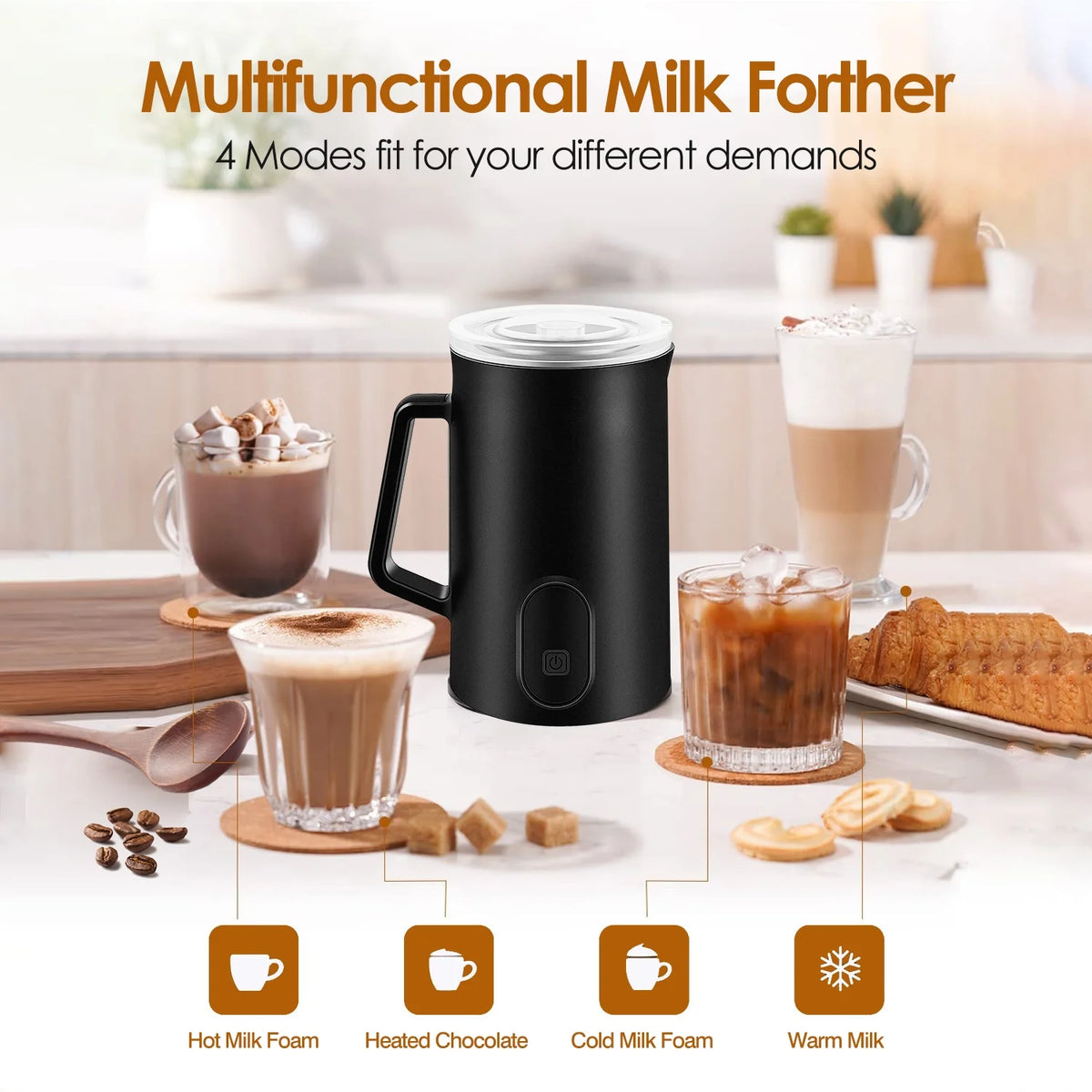 4 in1 Stainless Steel Electric Milk Frother Q720