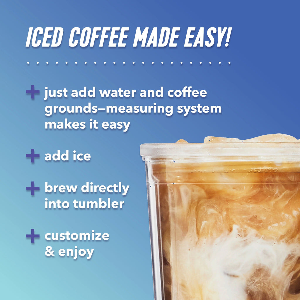 Iced Coffee Maker with Reusable Tumbler and Filter, Black C2947