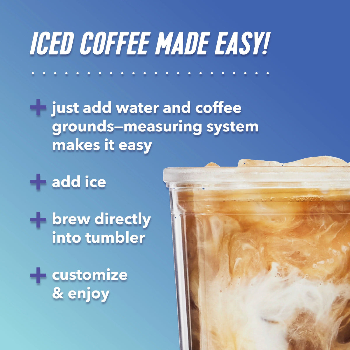 Iced Coffee Maker with Reusable Tumbler and Filter, Black C2947