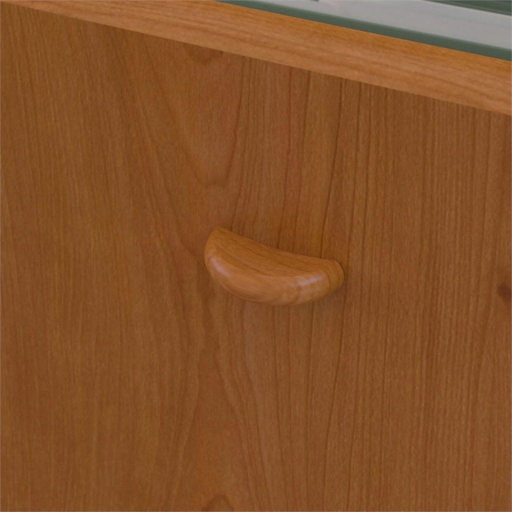 84" Engineered Wood L Desk and File Cabinet in Cherry N9356