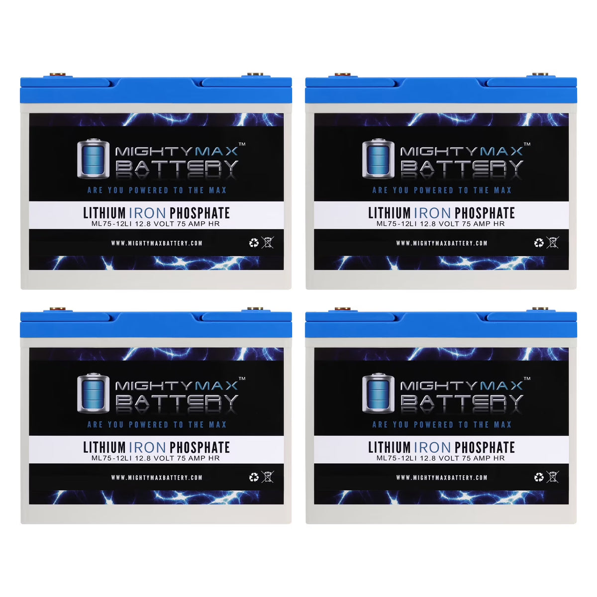 12V 75AH Lithium Replacement Battery - 4 Pack G390185