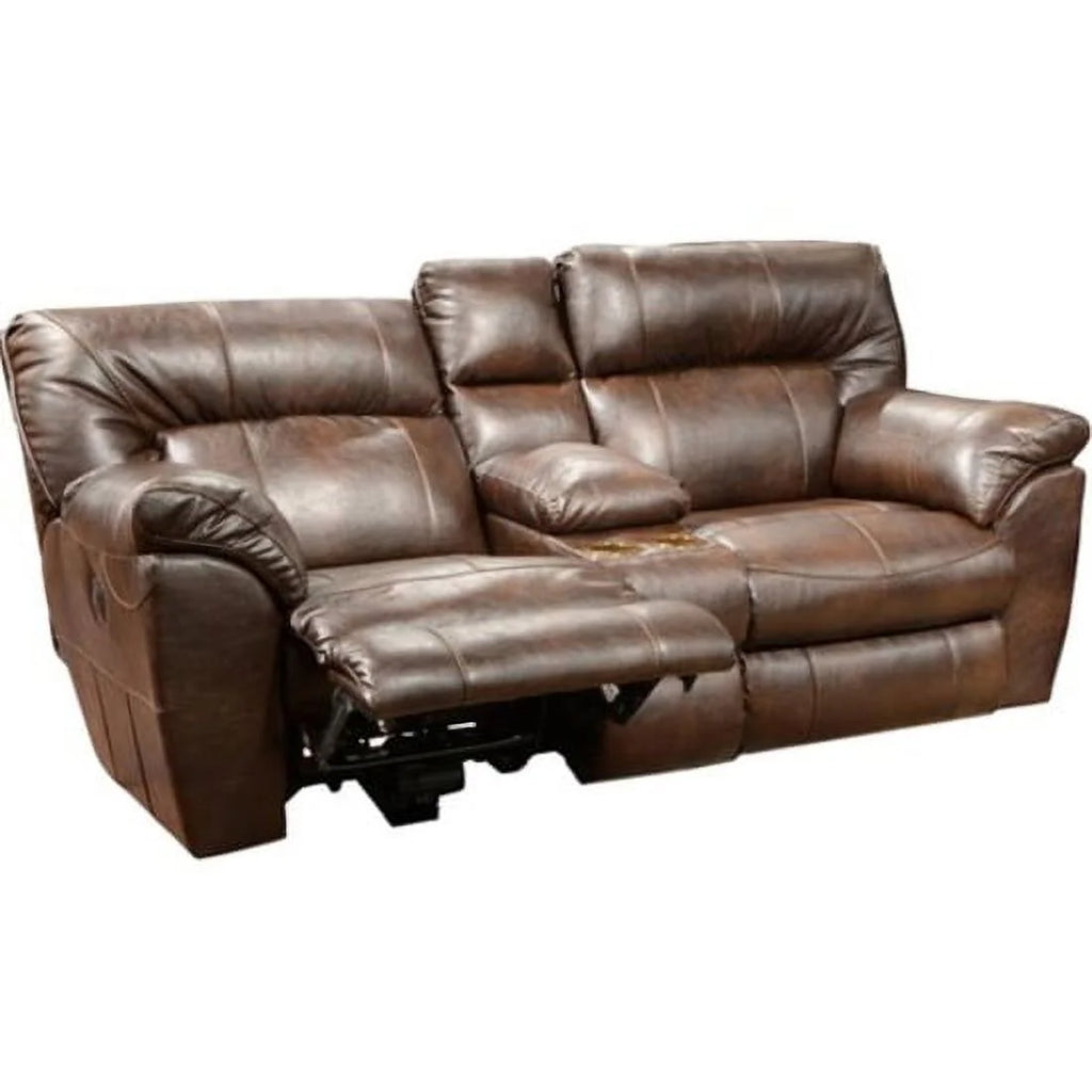 Brown Faux Leather Reclining Loveseat B796