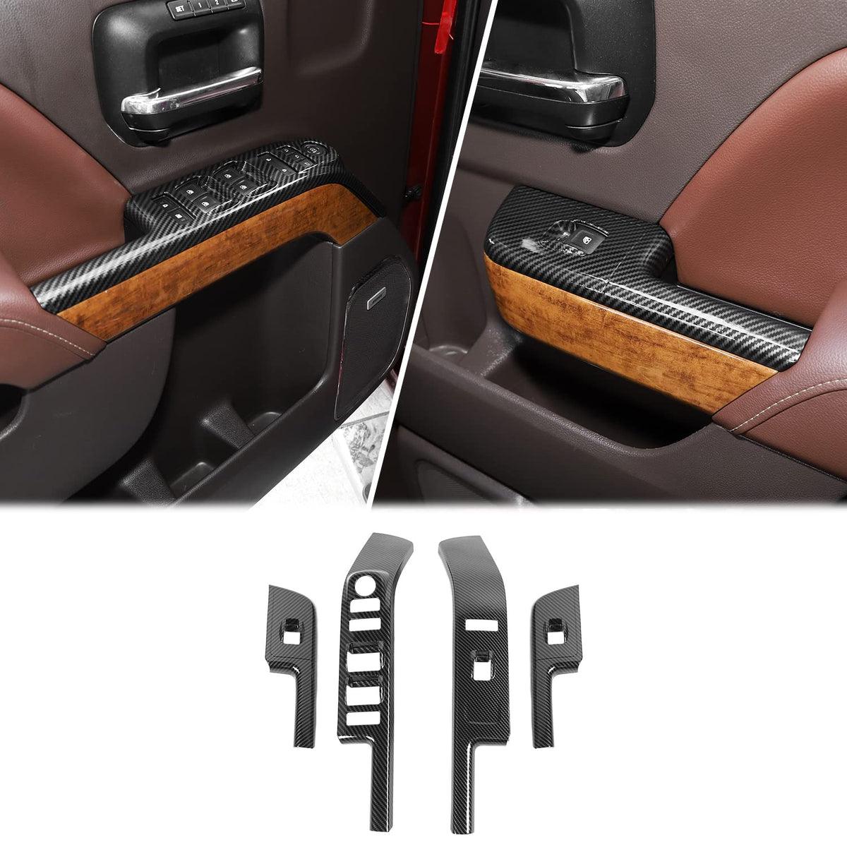 Carbon Fiber Door Window Control Switch Panel Trim Cover A768