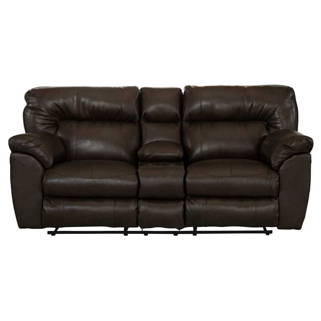 Brown Faux Leather Reclining Loveseat B796