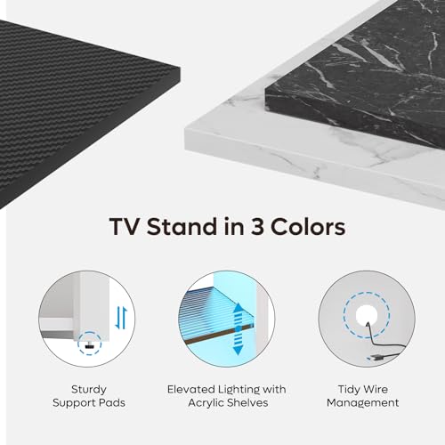 Carbon Fiber Black TV Stand with Storage P1427