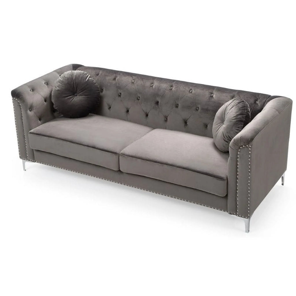 Dark Gray Velvet Sofa and Loveseat 2-Piece Set G594929