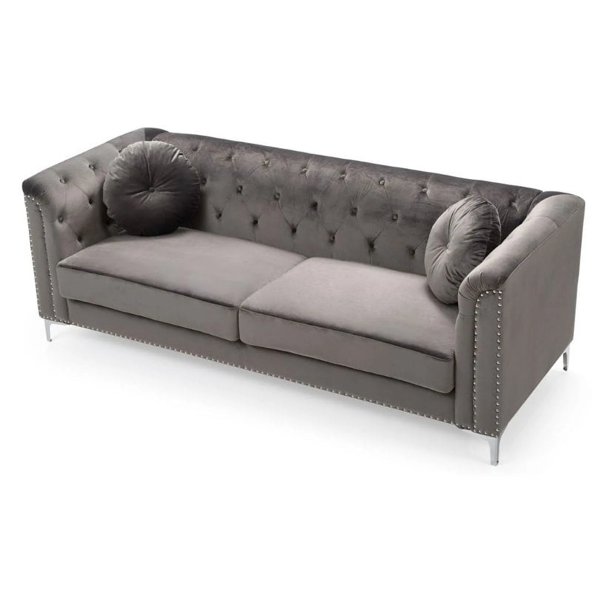 Dark Gray Velvet Sofa and Loveseat 2-Piece Set G594929
