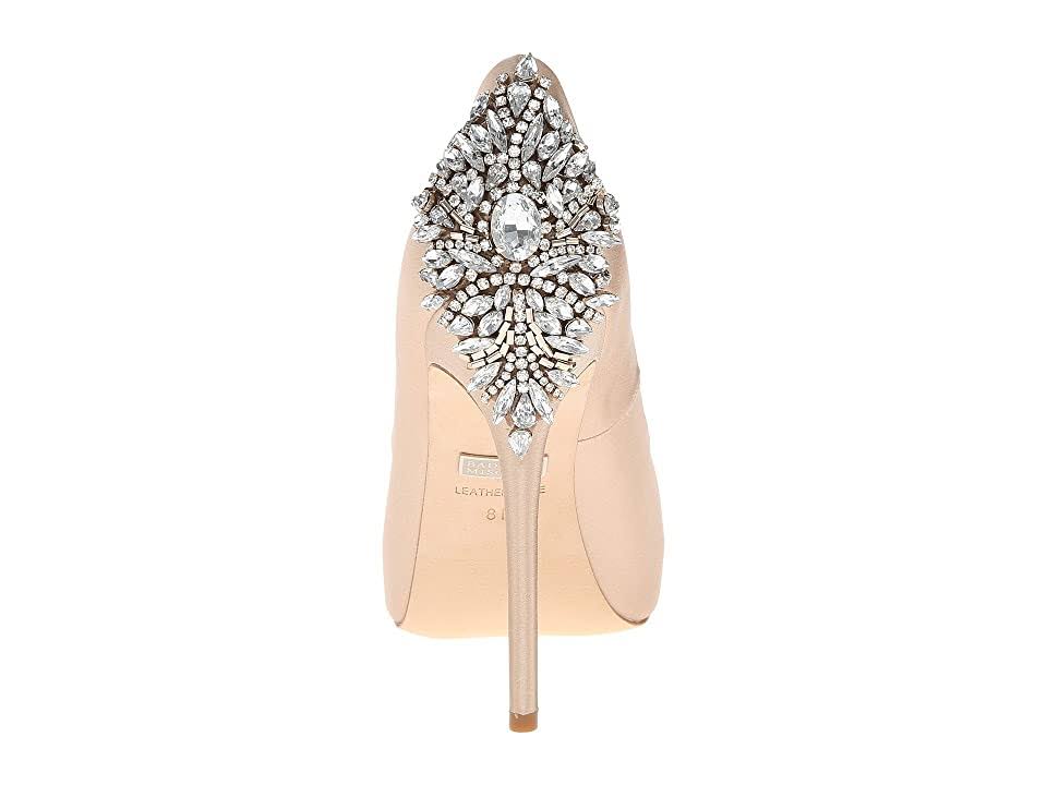 Latte Satin Embellished Peep-Toe Evening Pumps U8103