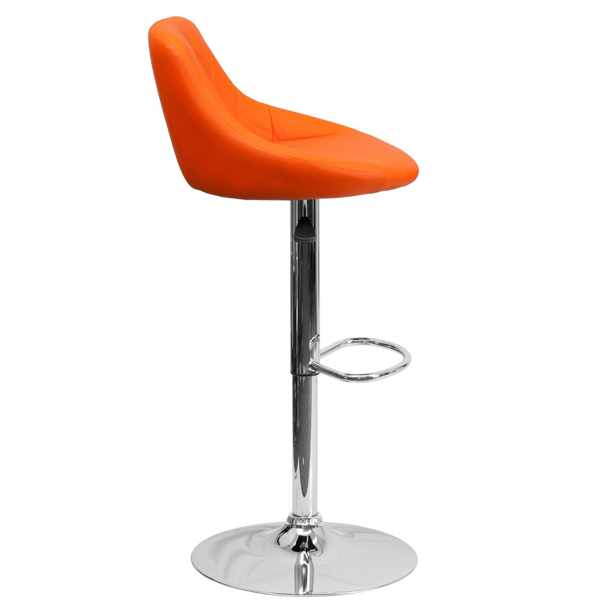 2 Pk. Black Vinyl Bucket Seat Adjustable Height Barstool with Chrome Base B8041