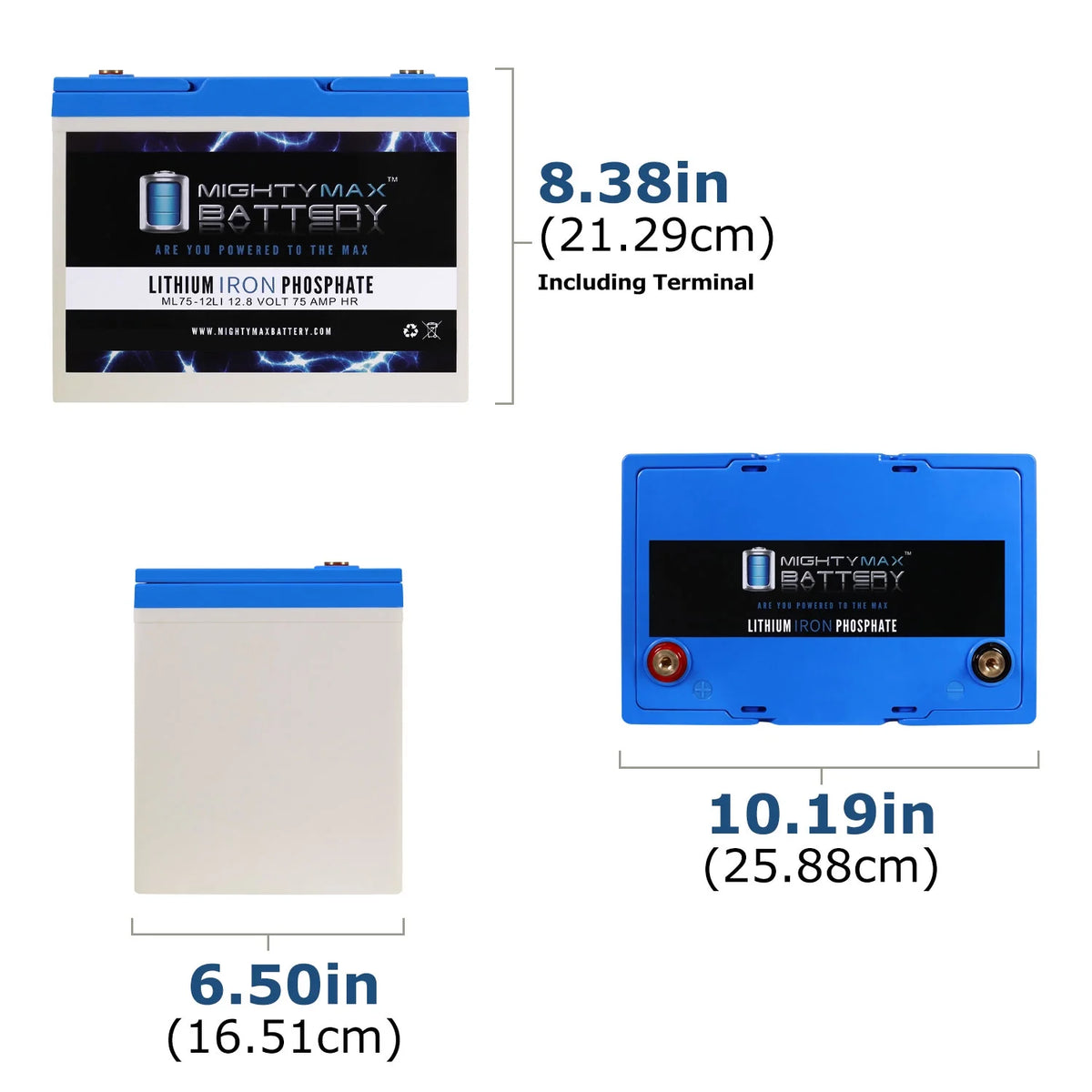 12V 75AH Lithium Replacement Battery - 4 Pack G390185