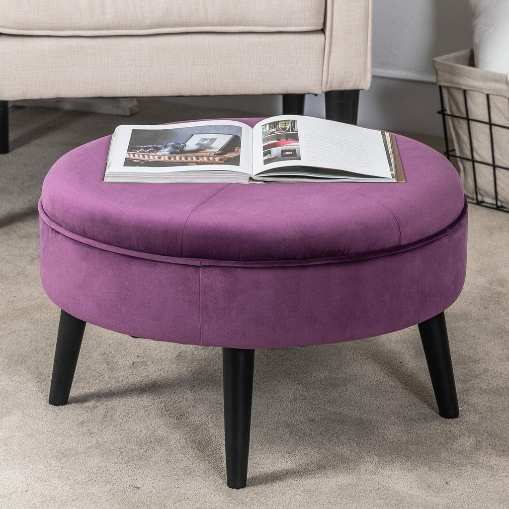 23 Inch Purple Tufted Footstool L15145