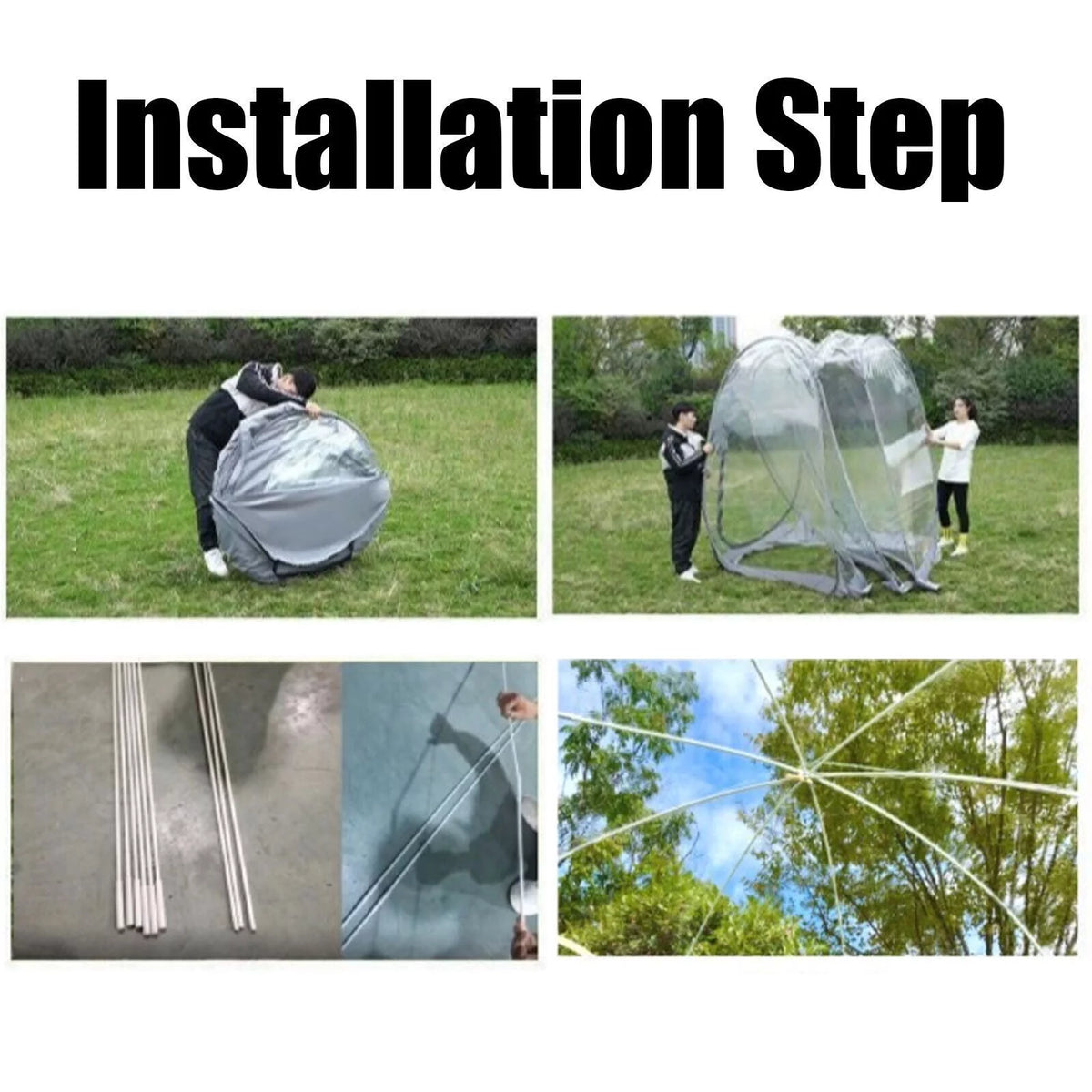 12 x 12 x 7 ft Clear Pop-Up Bubble Tent 6-10 Person with Storage Bag C607596