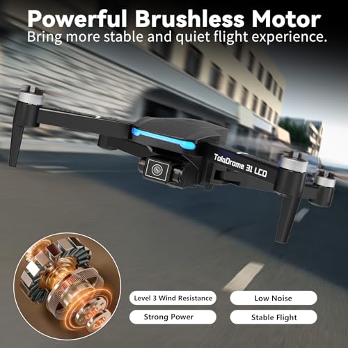 Drone with Camera, LCD Screen Remote Control, Brushless Motor, Foldable Z646220