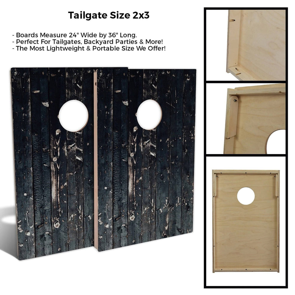 Black Plank Cornhole Set with Carrying Case L35945