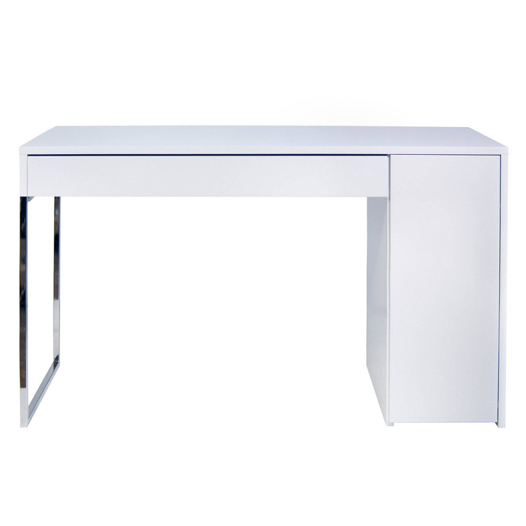 Pure White Chrome Home Office Desk F324415