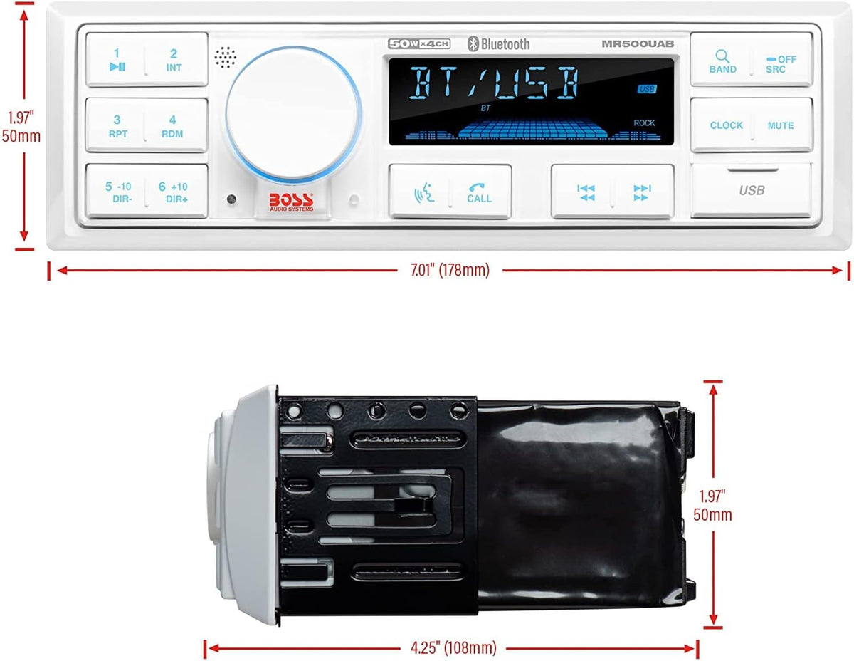 Marine Stereo & Four Speakers Boat Audio Bundle with Bluetooth D342469