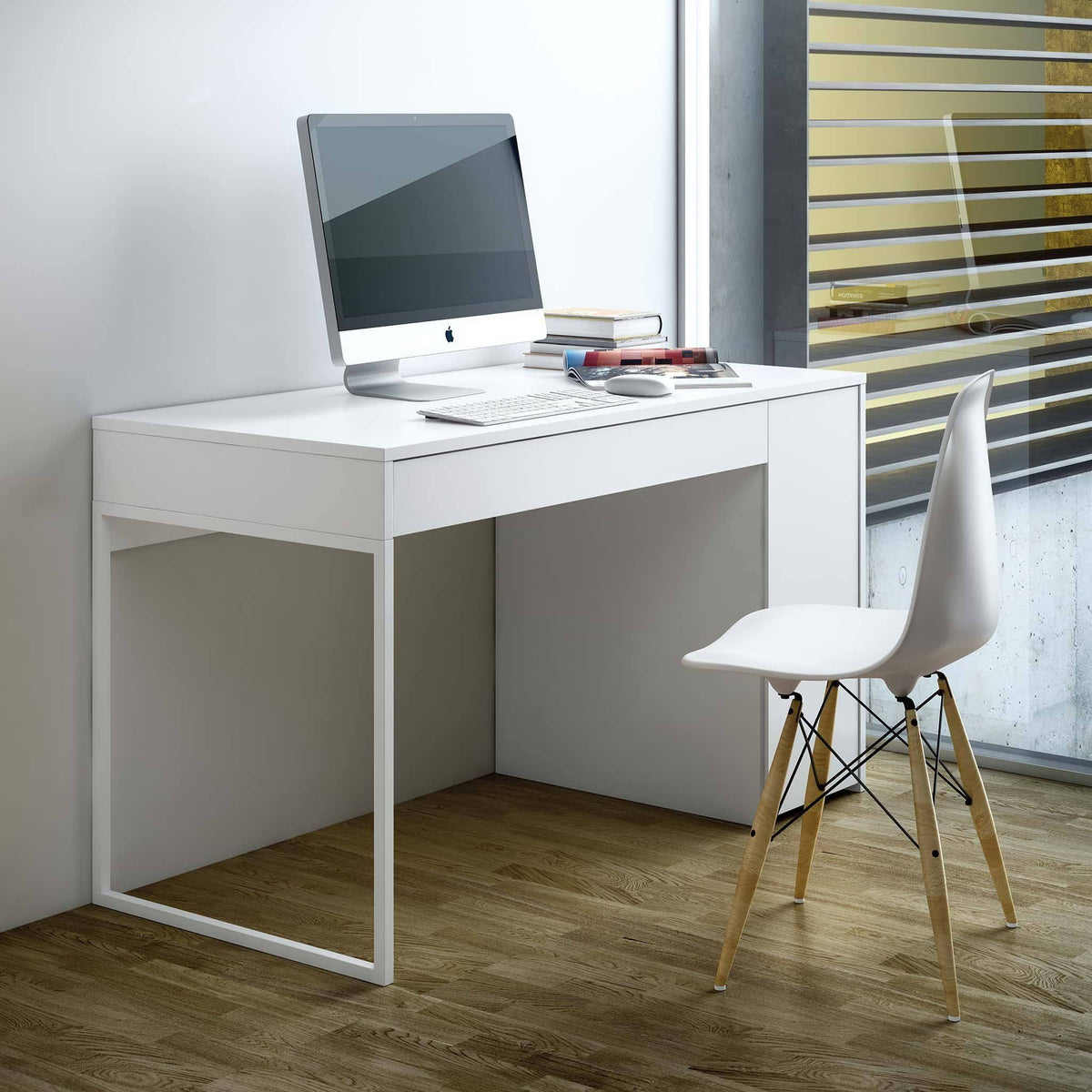 Pure White Chrome Home Office Desk F324415