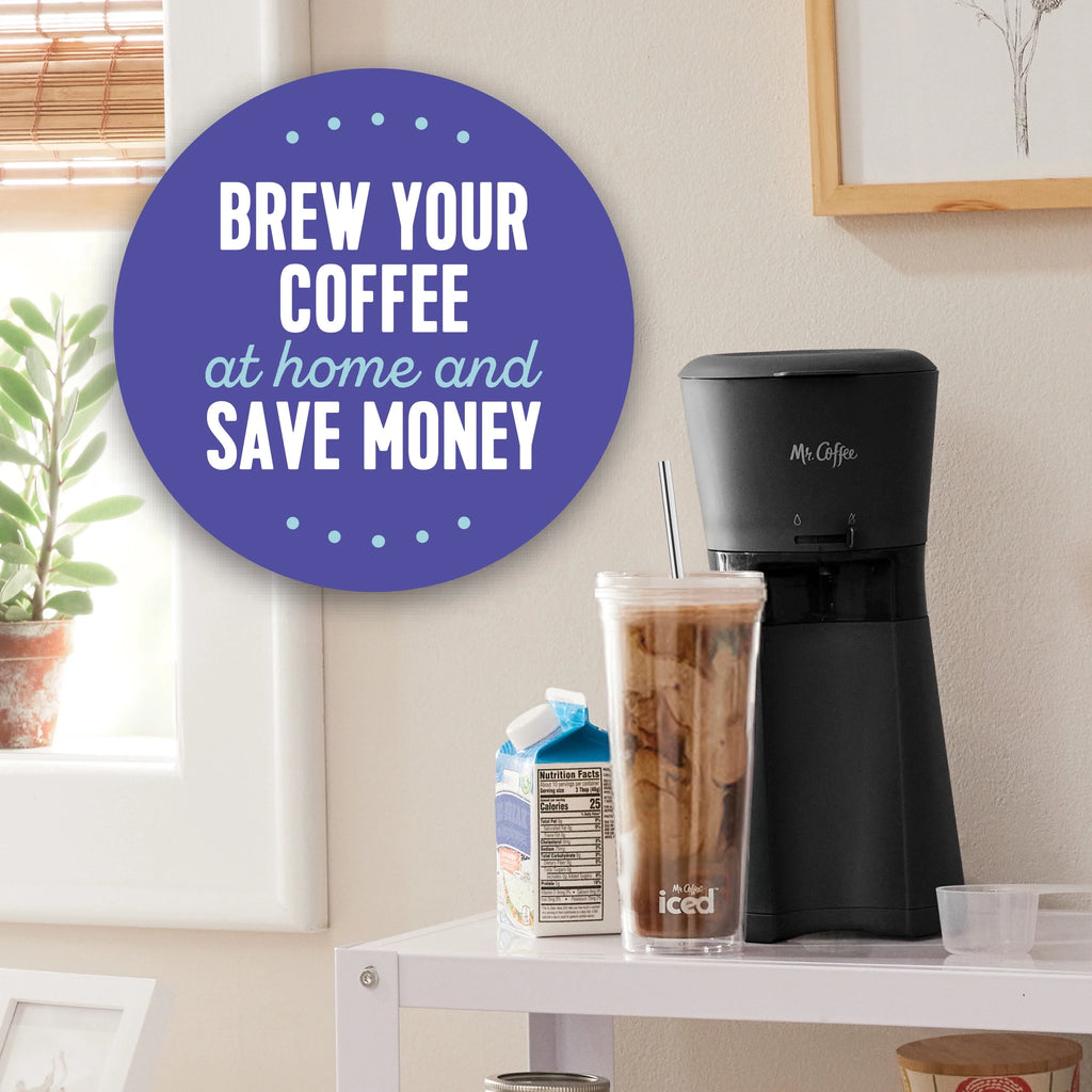 Iced Coffee Maker with Reusable Tumbler and Filter, Black C2947