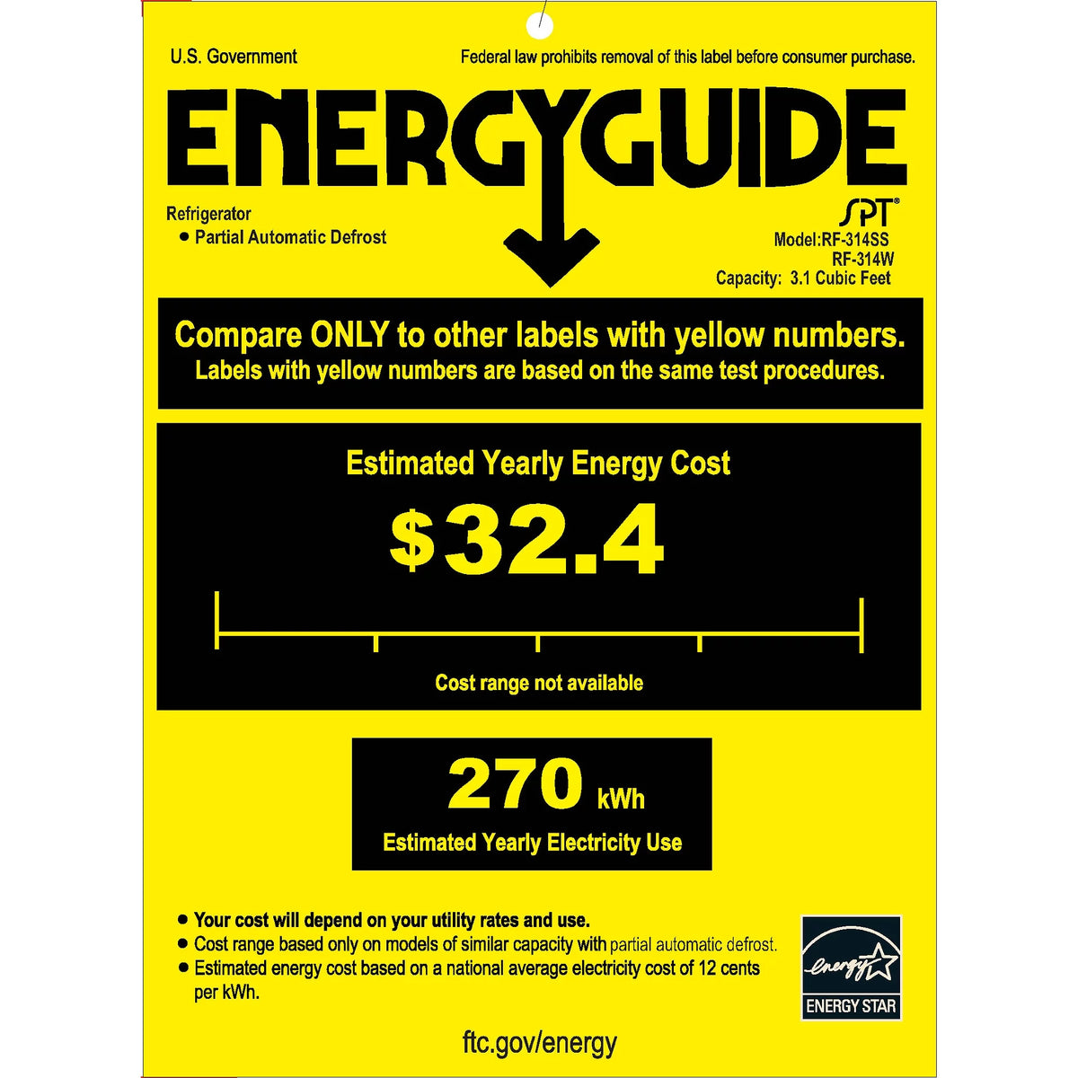 3.1 Cu Ft Two Door Refrigerator P776799