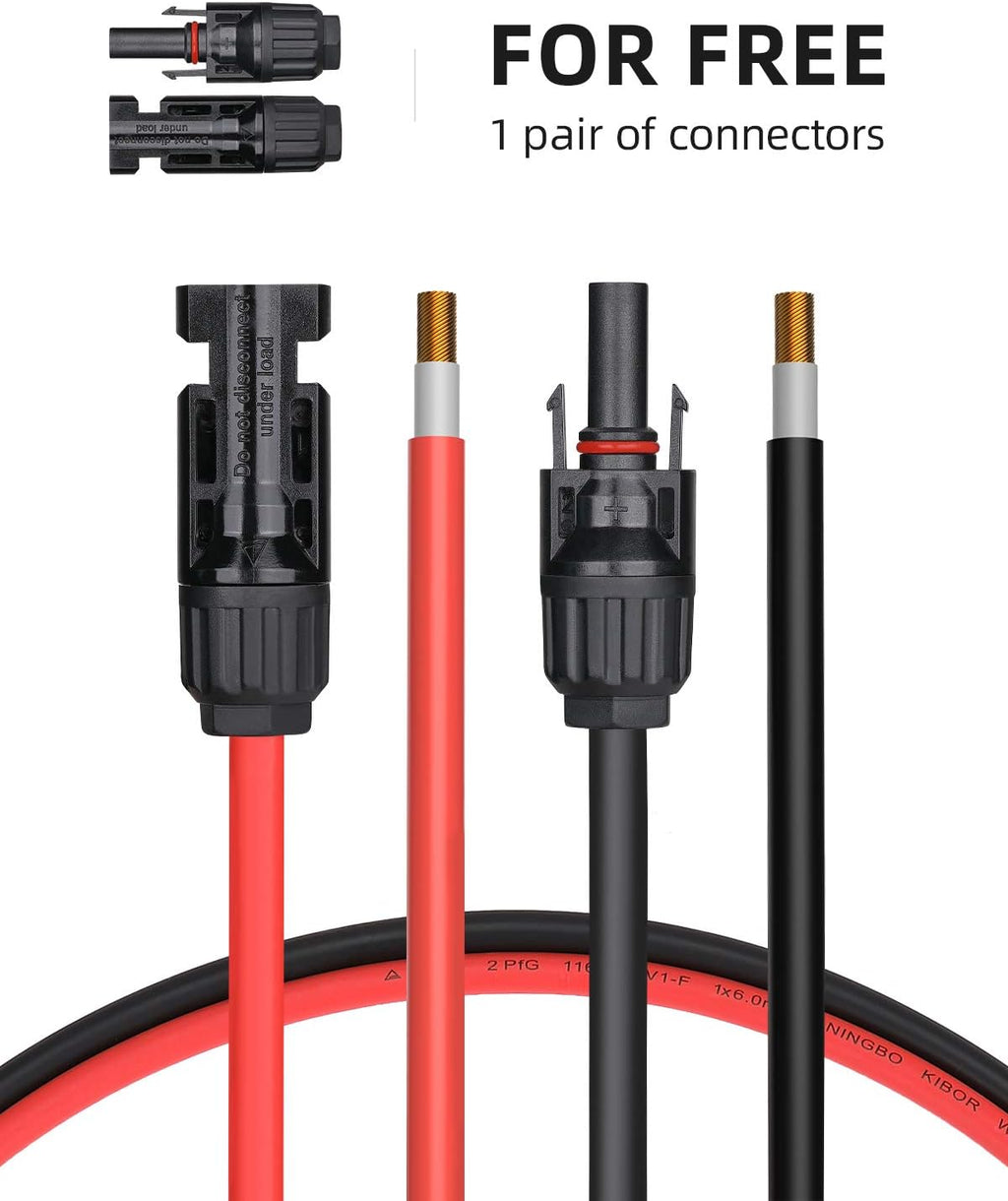 40 Feet 10AWG Solar Extension Cable with Female and Male Connector, Pack of 2 Y7938
