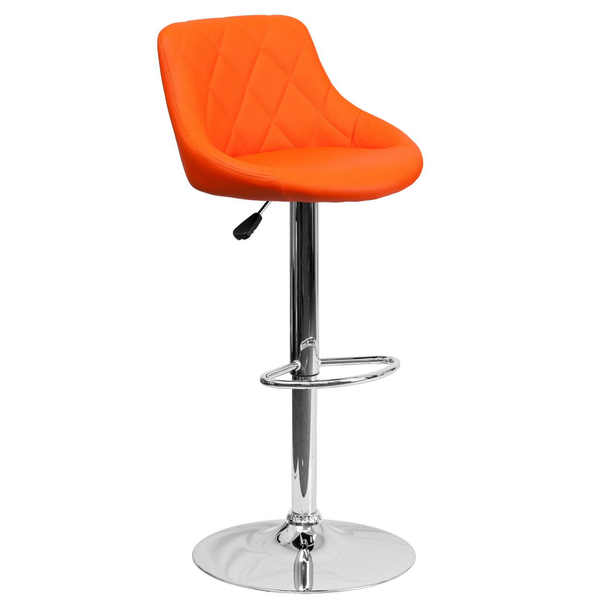 2 Pk. Black Vinyl Bucket Seat Adjustable Height Barstool with Chrome Base B8041